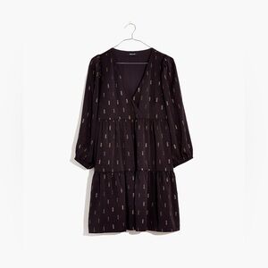 Madewell Metallic Jacquard Faux-Wrap Mini Dress - NWT, Size M